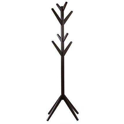 Tree Coat Rack Stand, Wooden Clothes Scarves Rack with 8 Hooks Free Standing Hanging Holder for Hat Handbag Jacket Hat, Coat Clothes Rack for Off
