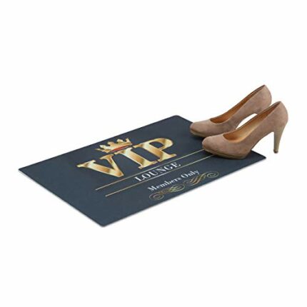 Relaxdays VIP Lounge Doormat, 60 x 40 cm, Stylish Non-Slip Dirt Catcher, Flat, Black