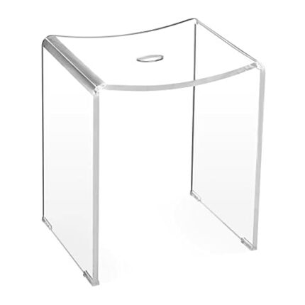 Navaris Clear Acrylic Shower Stool - Waterproof Transparent Chair for Bathroom Kitchen Bedroom - Backless See-Through Modern Seat for Wet or Dry