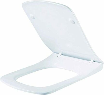 Square Rectangular Shape Toilet Seat with Mute Soft Close Seat Cover & Quick-Release with ONE Push Button Easy Top Fix Blind Hole Modern Luxury D