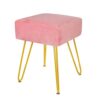 TOUCH-RICH Velvet Footrest Stool Ottoman Round/Square Modern Upholstered Vanity Footstool Side Table Seat Dressing Chair with Golden Metal Leg(Pi