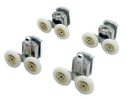 KEABATH 4pcs Solid zinc Alloy Shower Door Rollers, Shower Glass Door Roller, Shower Twin Wheels Runner Pulleys, 23mm Diameter Wheels for Shower E