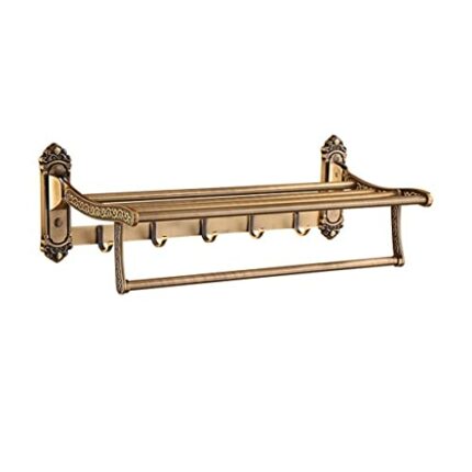 HIGOH Towel Racks, Bathroom Towel Rack Wall Mounted Towel Holder,Bathroom Towel Rack,European Antique Bathroom Rack,Hardware Bath Towel Holder/Co
