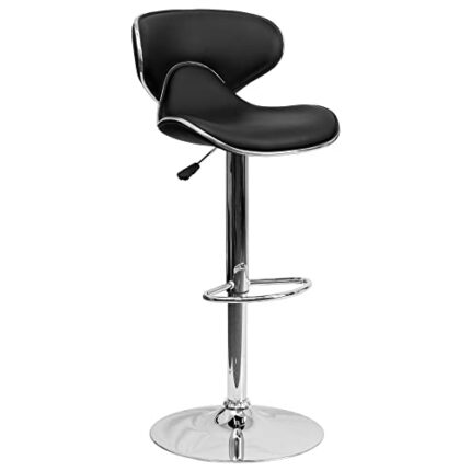 DINGZZ Cozy Mid-Back Vinyl Adjustable Height Barstool with Chrome Base Outdoor Bar Stool (Color : Argento, Size : Light Grey)