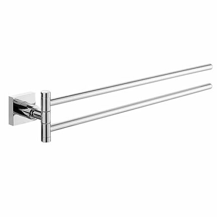 Swivel Towel Bar 16.1" 2-Arm Extra Long, Swing Out Towel Rack for Bathroom Wall, Hand Towel Holder for Multiple Towels, Chrome Finish