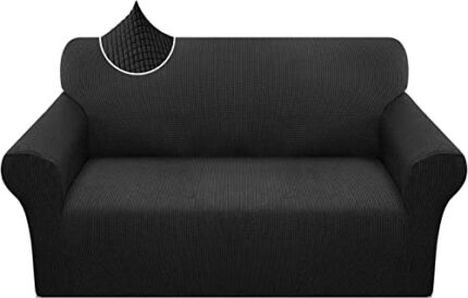 WDong High Stretch Sofa Covers 2 Seater Super Soft Couch Covers Jacquard Spandex Furniture Protector Dogs Pet Friendly Sofa Slipcovers with 1 Fre
