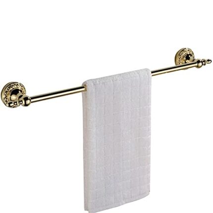 HIGOH Towel Rack Towel Rail for Bathroom, Solid Brass Single Towel Bar, Towel Holder Flower Carving Base Towel Rail Bathroom Hardware Bathroom Ha