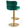 Set of 2 Green Velvet Barstools Swivel Adjustable Heigh Breakfast Bar Chair Round Upholstered Stainless Steel Titanium Gold Curved Back Strap Gol