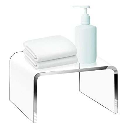 BYKOOO 10" Acrylic Shower Stool, Acrylic Stands for Display Clear Display Stands 2/5" Thick Stand 200 lbs, Display Riser, Footstool, Shower Stool
