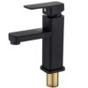 Bathroom Sink Taps, Hot& Cold Water Mixing Tap, Basin Faucet with Single Lever with Standard Hoses and Accessories, Stainless Steel, Black