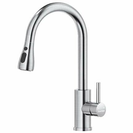 DAYONE Kitchen Mixer Tap with Pull Out Spray, Stainless Steel Sink Taps Mixer for Kitchen Single Lever, High Arc 360° Swivel 3 Spray Modes Kitche