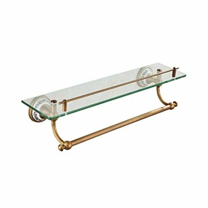 KNOXC Towel Racks,Bathroom Shelves Wall Mounted, Copper Single Tier Bathroom Glass Racks Wall Mount Towel Rack