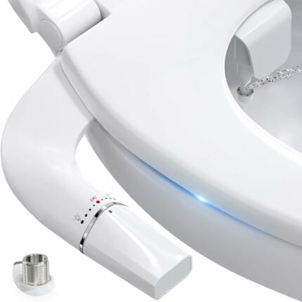 BYRISON Bidet Attachment for Toilet UK, Ultra-Slim Bidet with Dual Nozzle (Feminine/Posterior Wash),WC Toilet Seat Bidet with Brass Inlet and Met