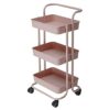 BHVXW Kitchen furniture Multi-Layer Steel Frame Wood Partition Multifunction Organizer Cart With Wheels Kitchen trolley (Color : A, Size : 3-Tier