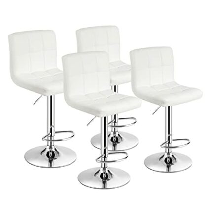 DINGZZ Set of 4 Adjustable Bar Stools PU Leather Swivel Kitchen Counter Pub Chair (Color : A, Size : Light Grey)