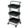 BHVXW Kitchen furniture Multi-Layer Steel Frame Wood Partition Multifunction Organizer Cart With Wheels Kitchen trolley (Color : A, Size : 3-Tier
