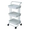 BHVXW Kitchen furniture Multi-Layer Steel Frame Wood Partition Multifunction Organizer Cart With Wheels Kitchen trolley (Color : A, Size : 3-Tier