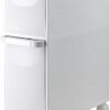 4-Tiers Bathroom Floor Storage Cabinet 8.6'' Small Corner Bathroom Floor Cabinet with Clear Drawers and Casters Waterproof Drawer Cart Storage To