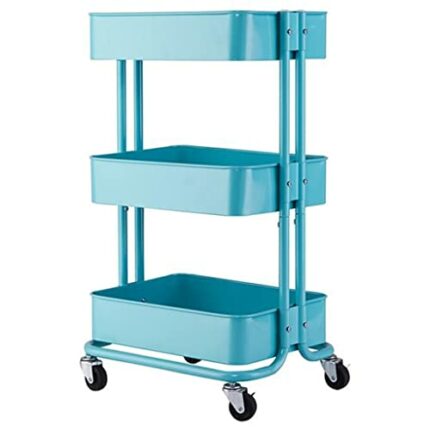 DNATS 3 Tier Rolling Cart With Wheels Metal Utility Cart Storage Organizer Trolley Cart For Kitchen Bathroom (Color : White-style, Size : 1pcs)