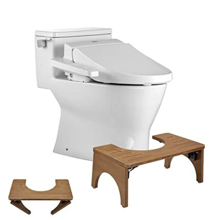 FOTEEMO Toilet Stool, Potty Stool Toilet Foot Stool Waterproof and Non Slip Squat Stool Adult Bamboo Toilet Stool Toilet Ottoman (Brown)