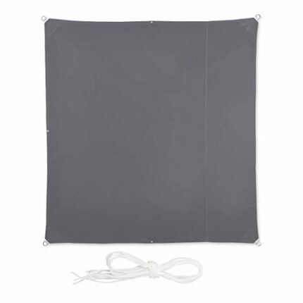 Relaxdays Shade Sail, Square, Water-Repellent, UV-Protection with Tethers, Balcony Canopy, WxD: 2 x 2 m, Grey