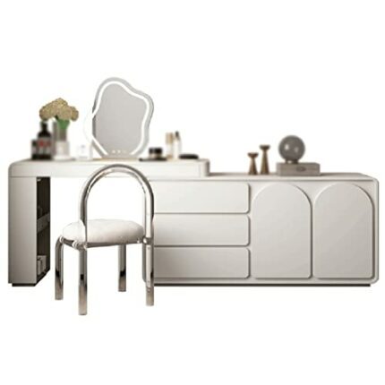 BVDSG Dressing Table Bedroom Storage Storage Cabinet Vanity Table Corner Retractable Wood Vanity
