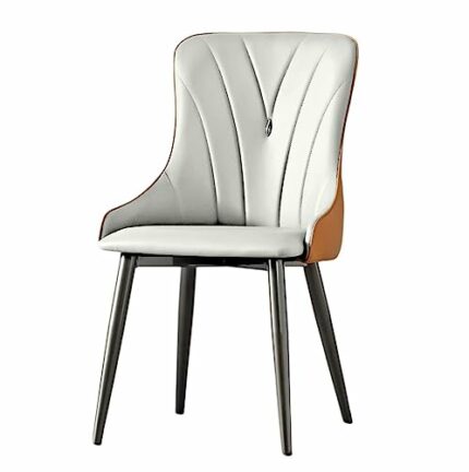 RILOOP Micro Fiber Leather Dining Chairs Kitchen Lounge Counter Table Chairs Household Desk Chair Living Room Side Chair Living Room Chairs/White