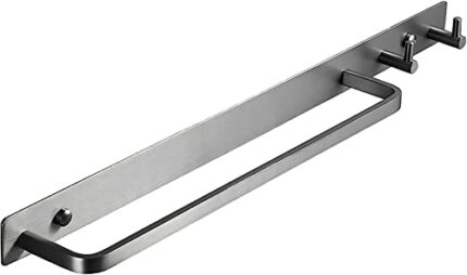 bathroom towel rack Gray Towel Rail with 2 Hooks Heavy Duty Brass Towel Bar Wall Mounted Towel Holder Storage Rack for Bathroom, Kitchen, Toilet