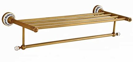 FVRTFT Wall Mounted Towel Rack Copper Bathroom Towel Rack (24.4 Inch Towel Rack), Multi-layer, Retro