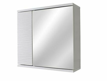 House & Homestyle Jessie White Ripple Mirror Cabinet,Particleboard-15mm-3mm-30mm Nominal MDF/Particleboard with Textured Foil Finish Assembly Kit