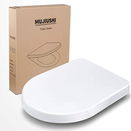 Soft Close Toilet Seat, MUJIUSHI Toilet Seats with Quick Release, Simple Top Fixing, Sturdy Anti-Bacterial Toilet Seats with Stainless Adjustable