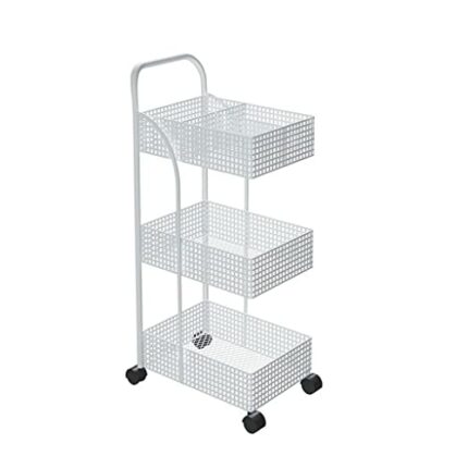 DINGZZ Scandinavian Iron Shelves Bedroom Kitchen Metal Removable Bathroom Storage Rack With Wheels Trolley