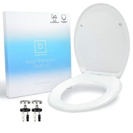 Benkstein® Premium Toilet Seat Soft Close - Urea-Formaldehyde Antibacterial Soft Close Toilet Seat White Oval Quick Release Toilet Seat - Univers
