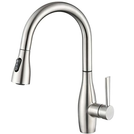 CREA Kitchen Tap with Pull Out Spray, Kitchen Mixer Tap with 3 Function, 360° Swivel Mixer Tap for Kitchen Sink, Single Handle Kitchen Sink Mixer