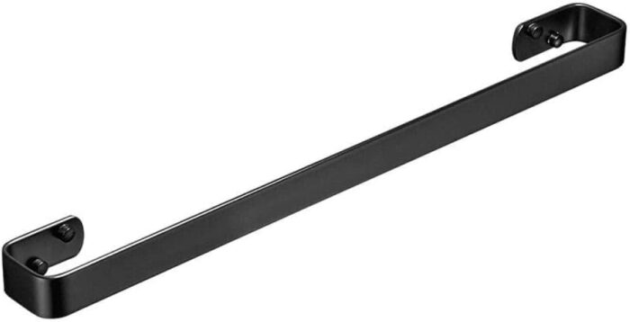 Simple Shelf, Towel Storage Bath Towel Rail Single Towel Bar Forspace Aluminum Black Anodized Single Rod Wide Side Structure Wall-Mounted Towel R