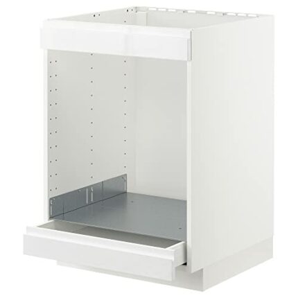 Ikea METOD/MAXIMERA base cab for hob+oven w drawer, 60x60 cm, white/Voxtorp high-gloss/white