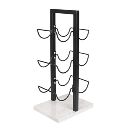 HarJue Tabletop Wine Rack, Wine Racks Countertop, Metal Wine and Water Bottle Holder-Freestanding, Hold 6 Wine Bottles-Wine Bottle Storage with M