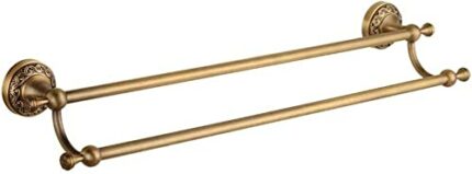 Bathroom Double Towel Rack Towel Bar Antique Copper Towel Hanging Bronze Balcony Bathroom Kitchen Towel Bracket Wall Hanging Tower Hanger/80Cm