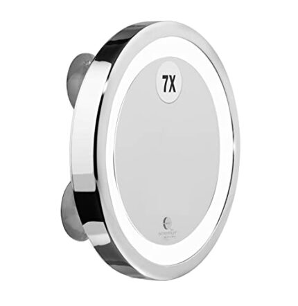 MACOM 211 Solar Sensation and Bright Magnifying Make-Up Cosmetic Mirror with LED Light and Suction Cups, Silver