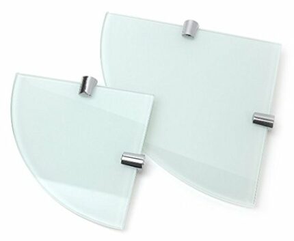 BSM Marketing Multi pack White Toughened 6mm Glass Corner Shelves - 2 shelves - 150mm and 200mm