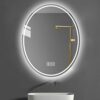 with lights,oval mirrors for bathroom,led Anti-Fog wall mounted,Tricolor Lights, Color Temperature Adjustable,Energy -saving. (Color : 3color+ant