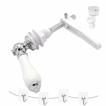 Chonphan Ceramic Toilet Handle Replacement - 1/2” Thread, Traditional Victorian Toilet Cistern Lever Flush Handle for Toilet Tank with 4 Pieces H