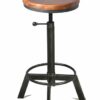 Diwhy Industrial Vintage Bar Stool,Wood Seat Counter Stool,Height Adjustable 23.7-29.5inch Kitchen Cast Iron Stool,Swivel Bar Stool,Metal Stool S