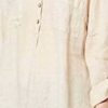 Bonateks, Buttoned Tunisian Collar Blouse with Front Pockets, 100% Linen, UK Size: 10, US Size: M, Tops, Linen - Made in Italy, Beige, 6