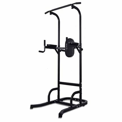 WSHA Adjustable Power Tower Workout Dip Station Pull Up Bar Strength Training Fitness Equipment, for abdomen, legs, chest, arms, 330 LBS