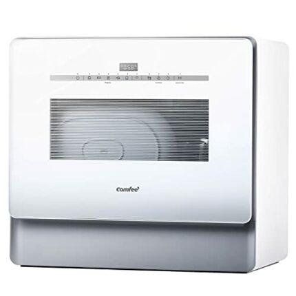 COMFEE' Table Top Dishwasher KWH-TDW501C-UK Slimline Countertop Dishwasher with 5 Place settings, Auto-Open Drying, Cloud Wash, Touch Control, Wh