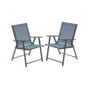 VICLLAX 2 Pieces Patio Folding Chairs, Outdoor Portable Dining Chairs for Lawn Garden and Porch, Dark Blue
