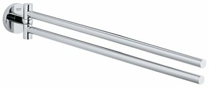 GROHE Essentials Towel Bar with 2 Swivel Arms (Metal, Concealed Fastening, Including Screws and Dowels, Durable Sparkling Sheen), Size 439 mm, Ch
