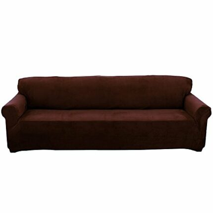 rayinblue Sofa Cover 1 2 3 4 Seater Slipcover Easy Stretch Elastic Fabric Sofa Protector Slip Cover Washable (4 Seater/XL, Chocolate/Brown)