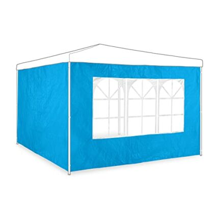 Relaxdays Side Walls Set of 2 2 x 3 m Gazebo Wall with Window, Waterproof, Side Panels for Gazebos, Light Blue